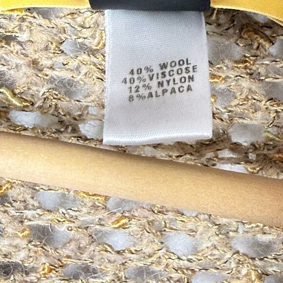 St. John Open Knit Poncho Sweater Wool Blend Gold Accent Women’s L - Picture 3 of 7